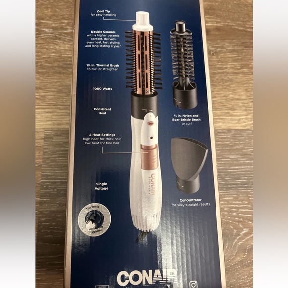 CONAIR Double Ceramic 3-in-1 Hot Air Brush, Dry as You Style - Picture 2 of 2